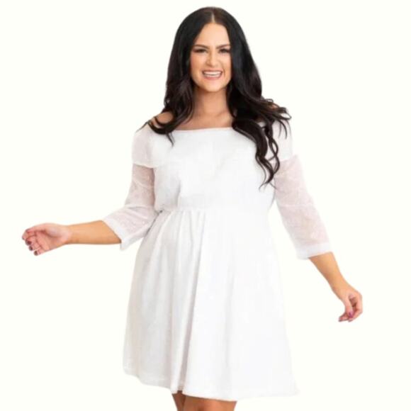 Chic Soul White All over Sequin A Line Mini Dress NWOT Size 1X - Picture 1 of 6